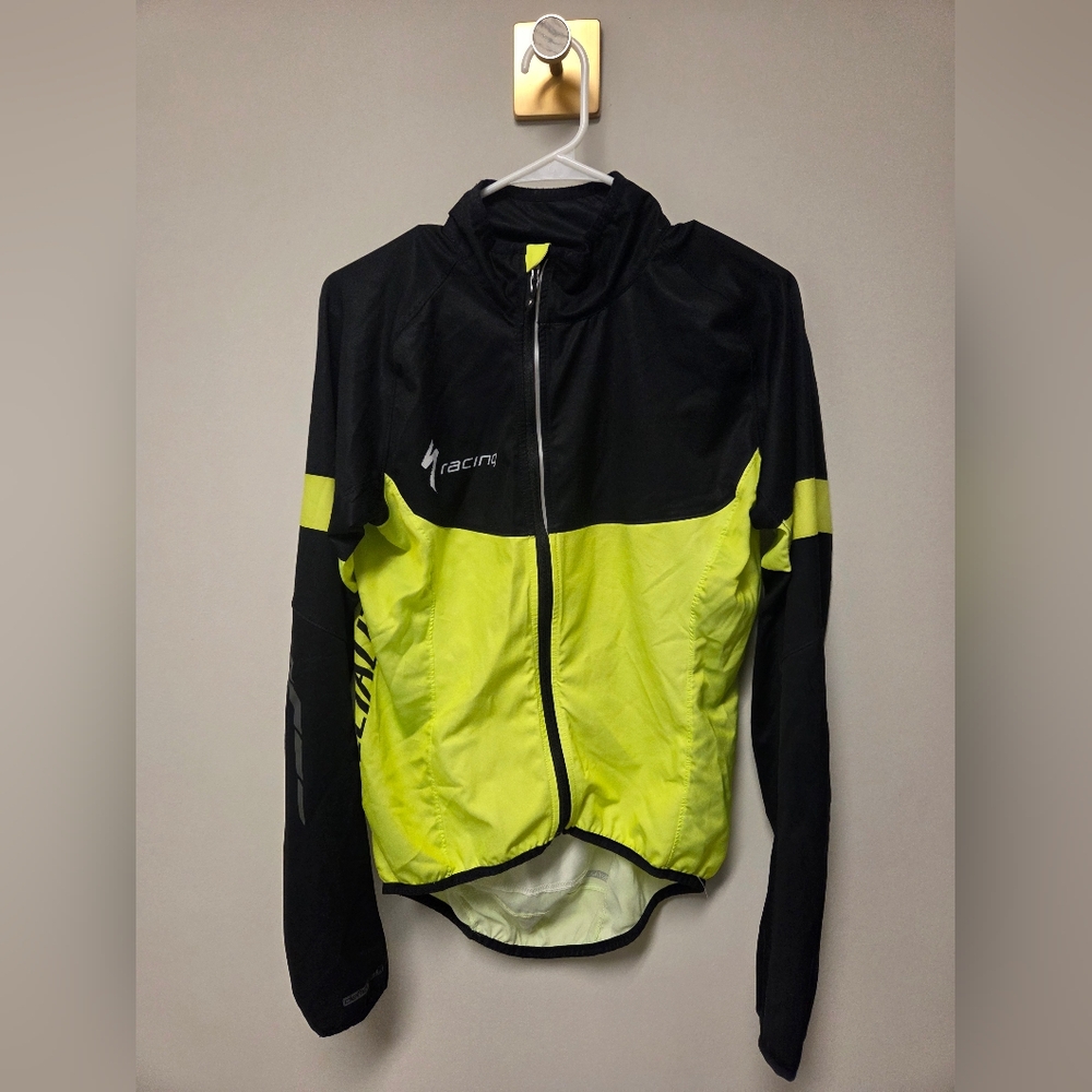 Specialized Racing cycling jacket neon yellow and back, Size Medium